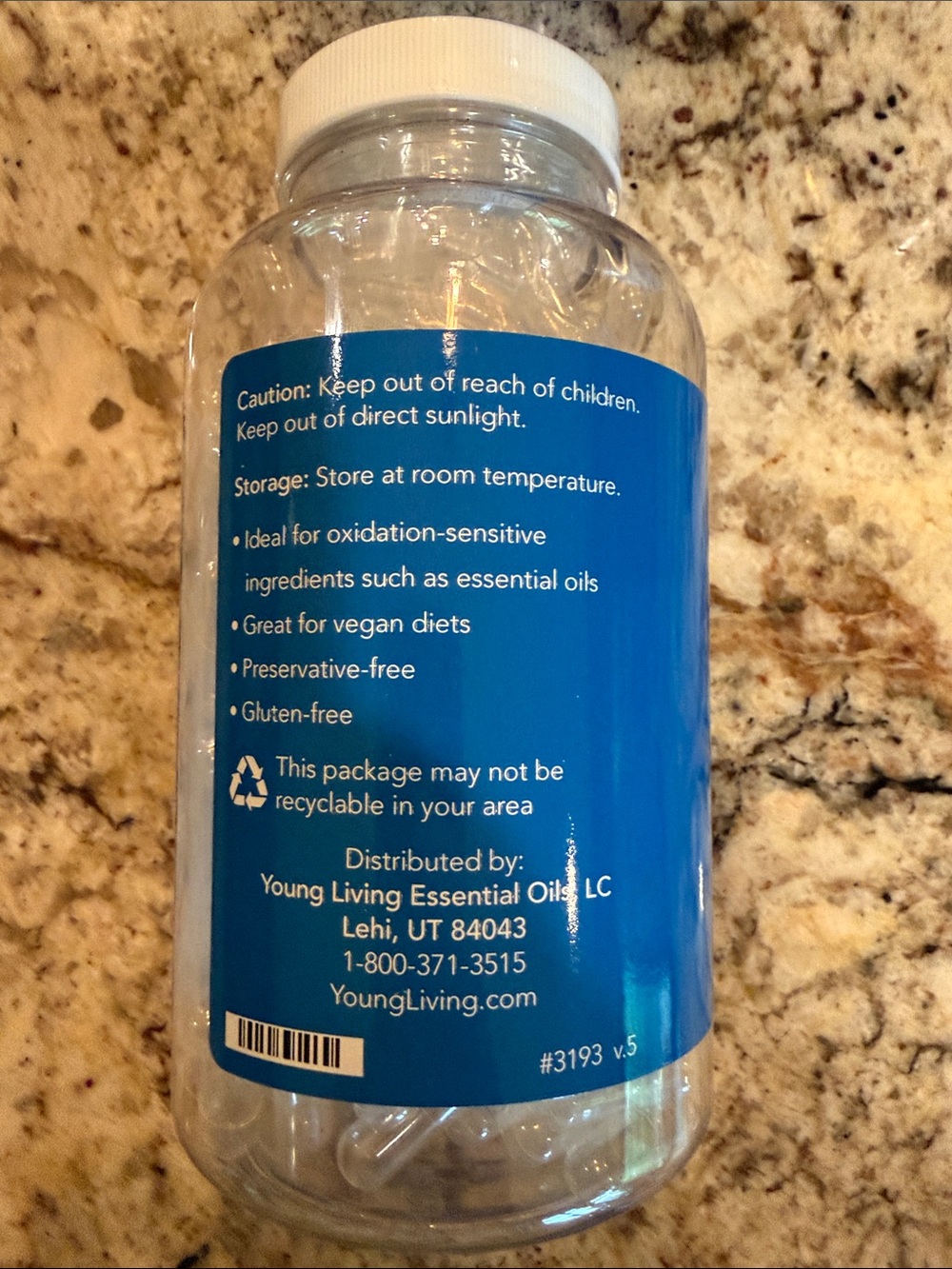 Young Living Clear Vegetable Capsules - Blue & White Bottles - Picture 4 of 5